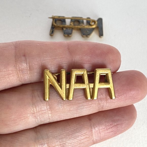 Rare NAA National Aeronautic Association Brass Collar Insignia Vintage Set Of 2 - Picture 2 of 5